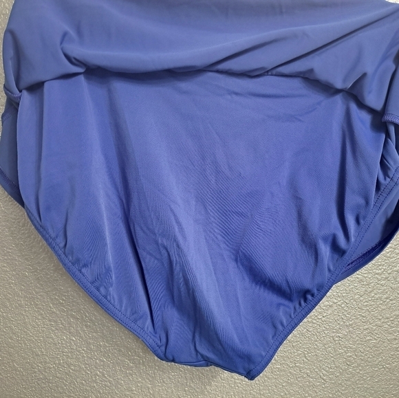 Floral Tankini Top & Solid Blue Skort With Attached Bikini Bottom   Size M - Picture 7 of 9